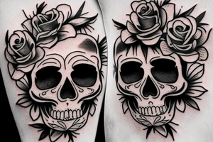 Skull like a vase for roses. tattoo idea