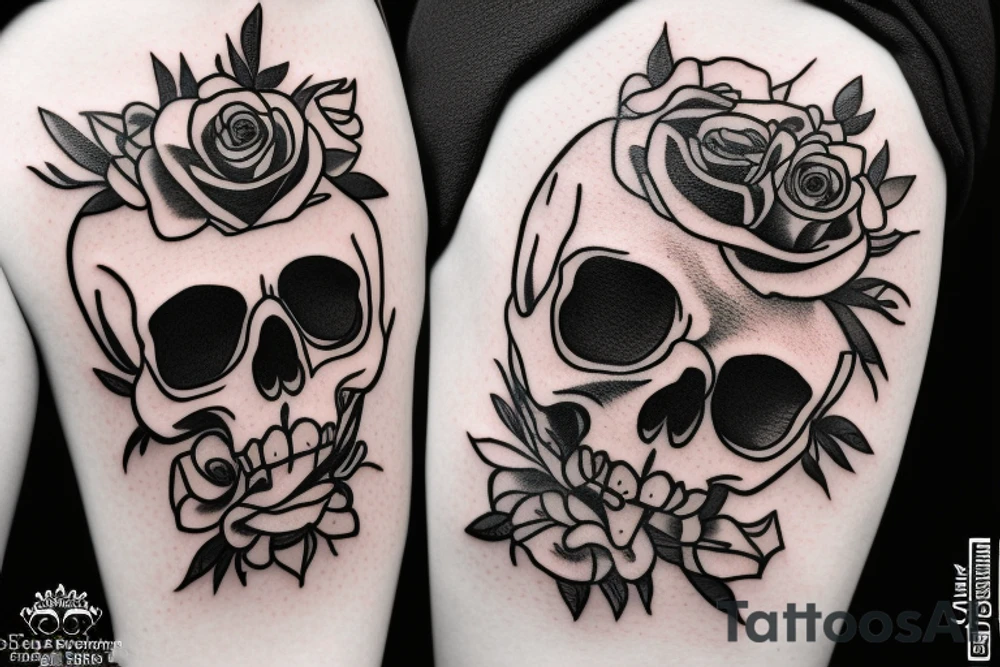 Skull like a vase for roses. tattoo idea