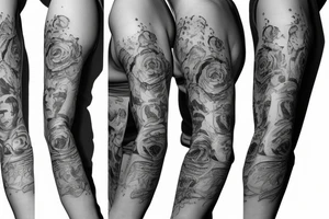 Trash polka sleeve without skulls tattoo idea