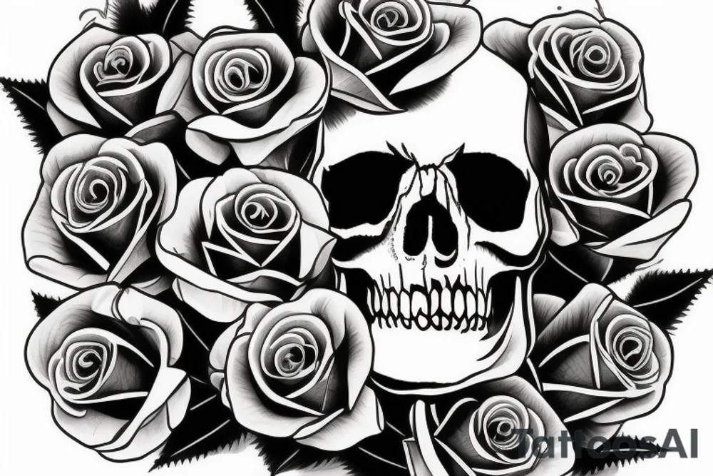 Skull like a vase for roses. tattoo idea
