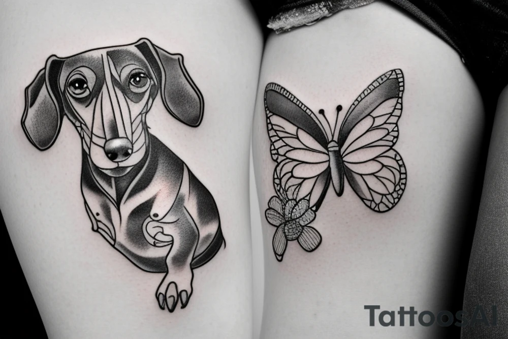 dachshund woth butterfly tattoo idea