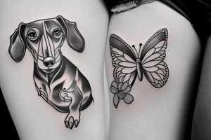 dachshund woth butterfly tattoo idea