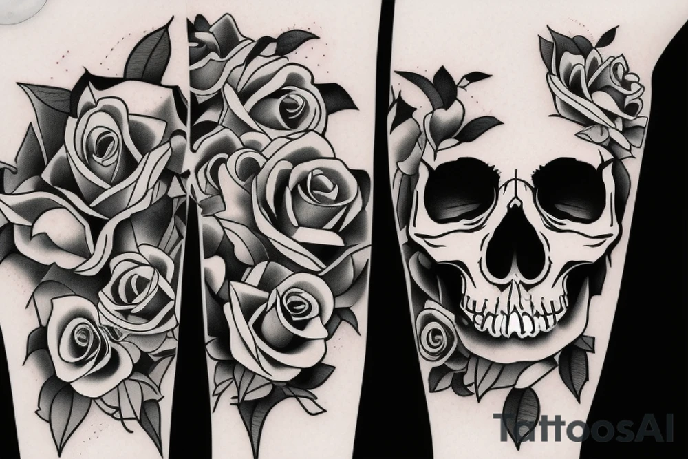 Skull like a vase for roses. tattoo idea