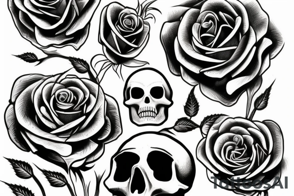 Skull like a vase for roses. tattoo idea