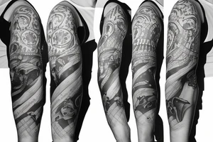 Trash polka sleeve tattoo idea