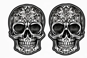 Silver skull ring in flame tattoo idea