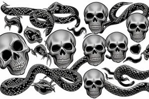 Silver skull with snake tattoo idea