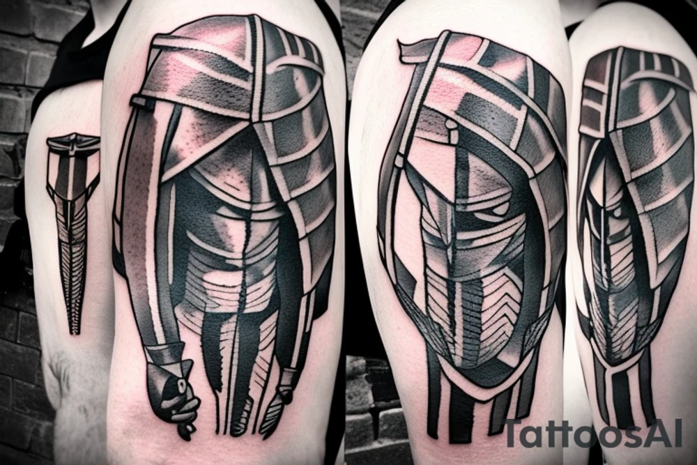 Spartan gladiator holding a sword tattoo idea
