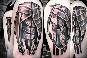 Spartan gladiator holding a sword tattoo idea