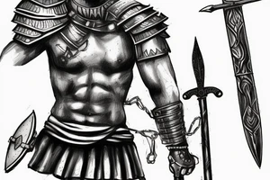 Spartan gladiator holding a sword tattoo idea