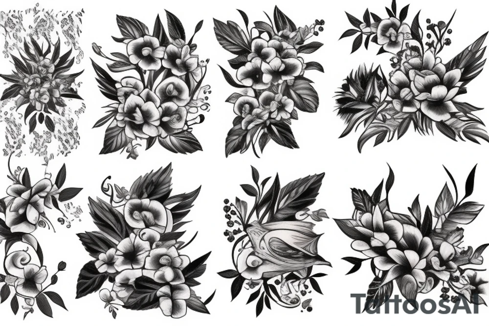 ivy with birds tattoo idea