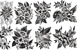 ivy with birds tattoo idea