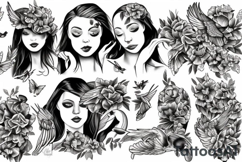 ivy with birds tattoo idea