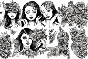 ivy with birds tattoo idea