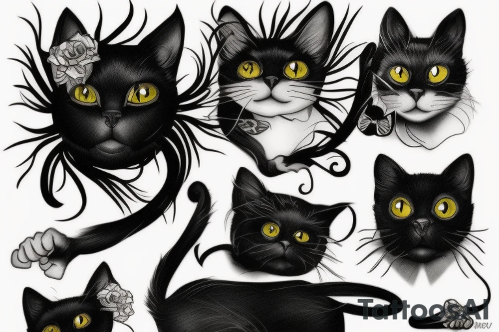 Black cat tattoo idea