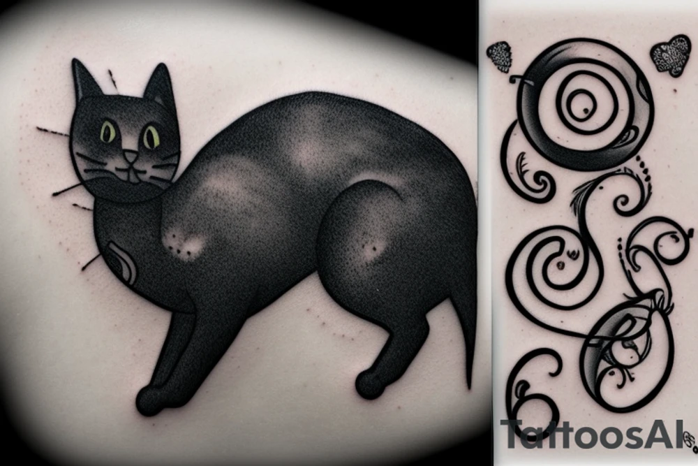 Black cat tattoo idea