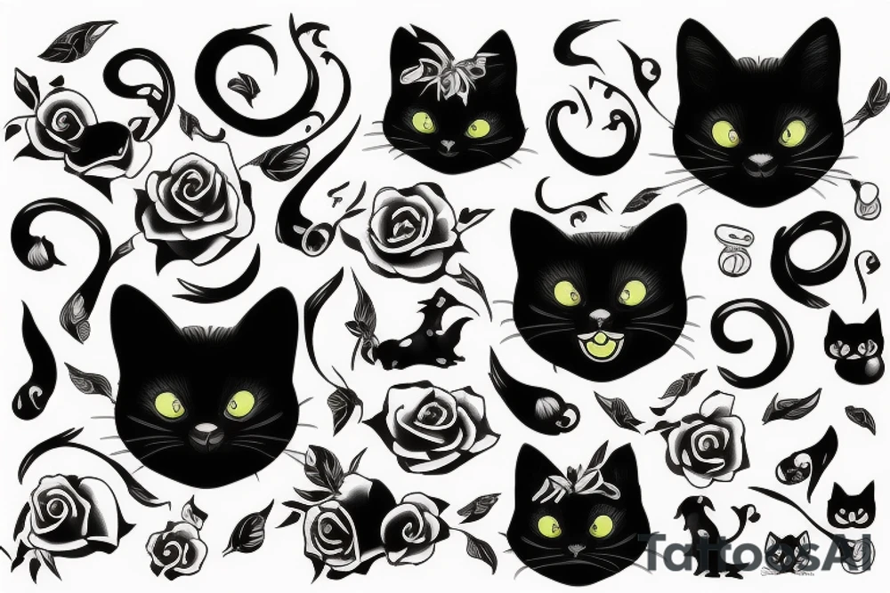 Black cat tattoo idea