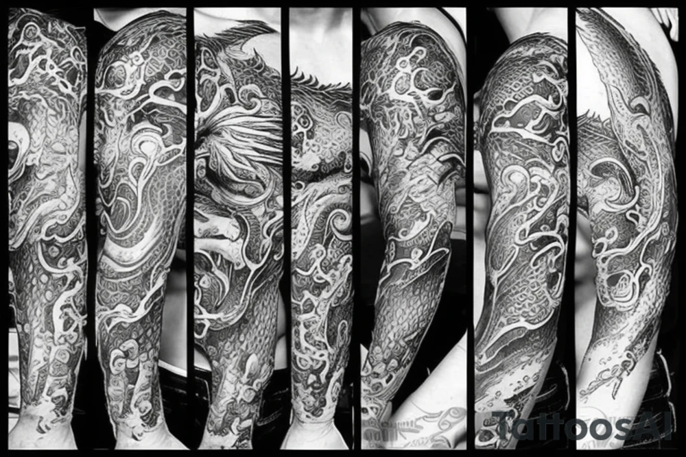Dragons black white tattoo idea