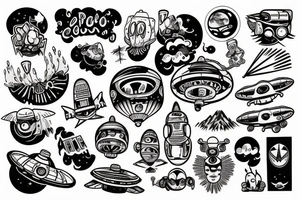 A ufo crashing tattoo idea