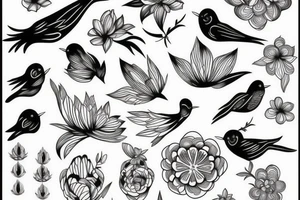 beautiful and delicate bird like a flower tattoo idea