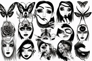 different eyes with chains and bugs tattoo idea