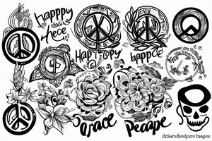 Happy, peace, tattoo idea