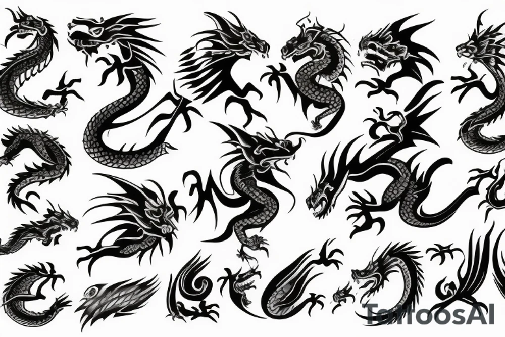 Dragon with flames and wisdom tattoo idea