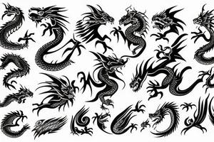Dragon with flames and wisdom tattoo idea