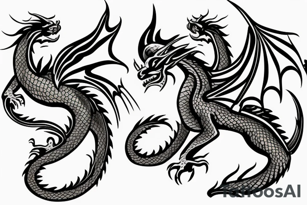 Dragon with flames and wisdom tattoo idea