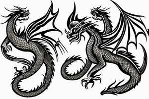 Dragon with flames and wisdom tattoo idea