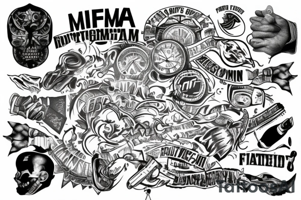 MMA, travel, freedom, money, mindset tattoo idea