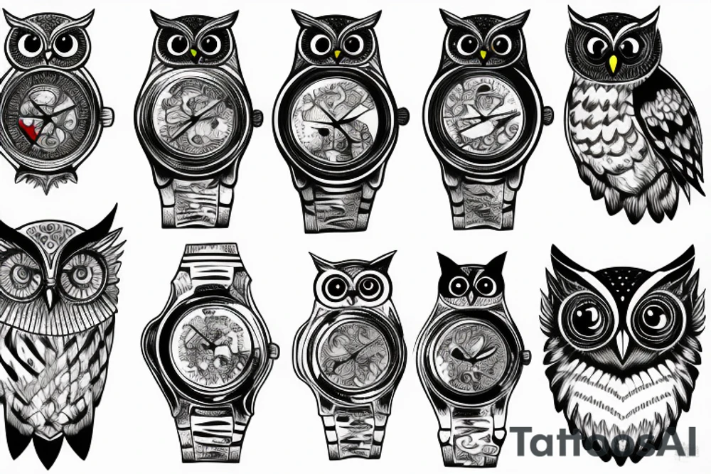 owl on the watches tattoo idea