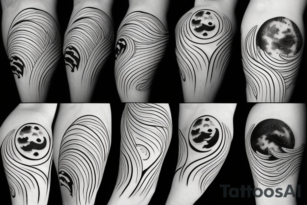 Moon with lines tattoo idea