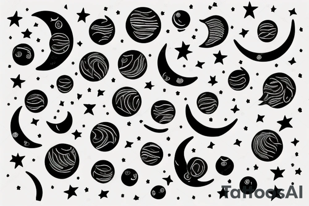 Moon with lines tattoo idea