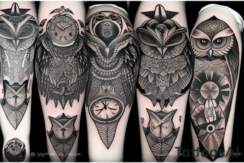 owl on the watches tattoo idea