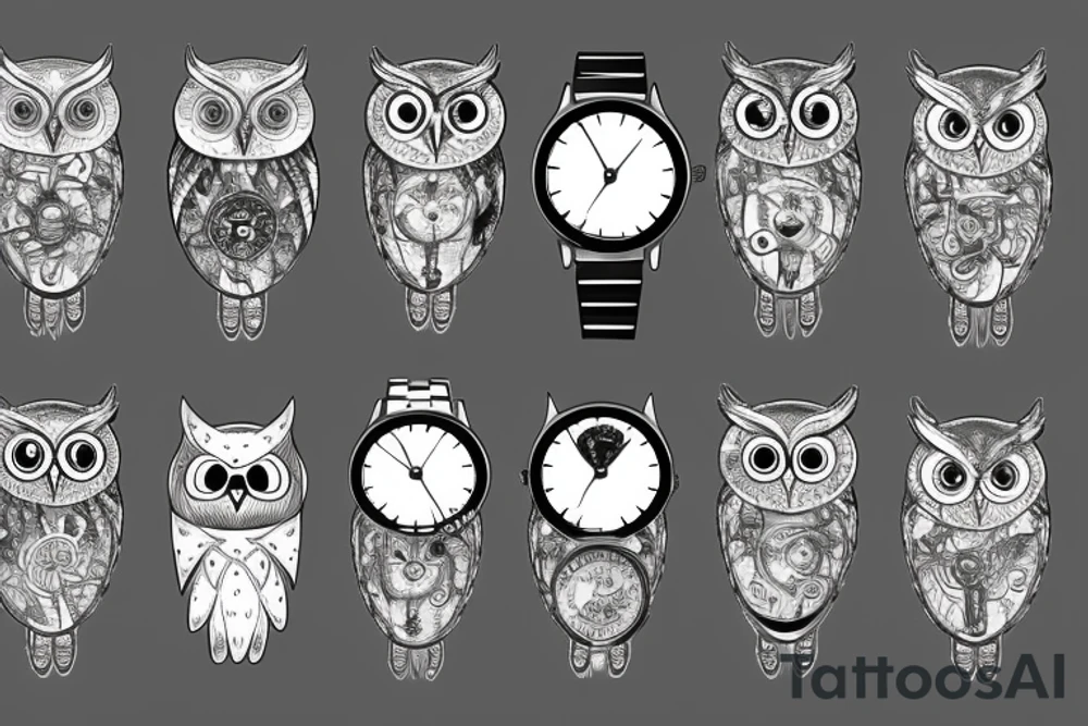 owl on the watches tattoo idea
