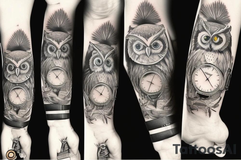 owl on the watches tattoo idea