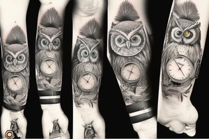 owl on the watches tattoo idea