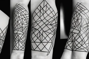 Geometric pattern with straight lines, triangles and squares tattoo idea