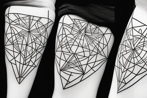 Geometric pattern with straight lines, triangles and squares tattoo idea