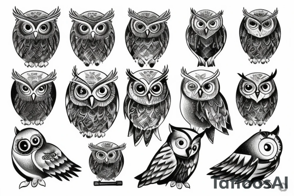 owl on the watches tattoo idea