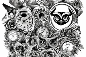owl on the watches tattoo idea