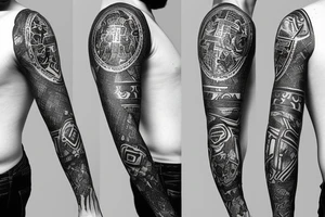 hebrew sleeve armor fading into in  to blank puzzel tattoo idea