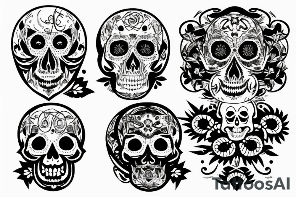 Moon with skull tattoo idea