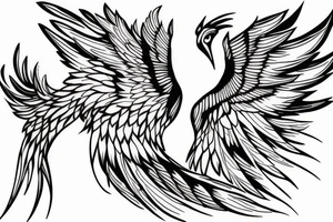 Image of a phoenix bird with wings spread tattoo idea