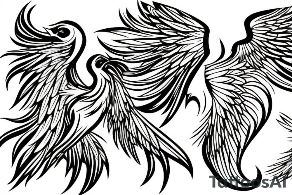 Image of a phoenix bird with wings spread tattoo idea
