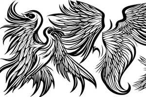 Image of a phoenix bird with wings spread tattoo idea