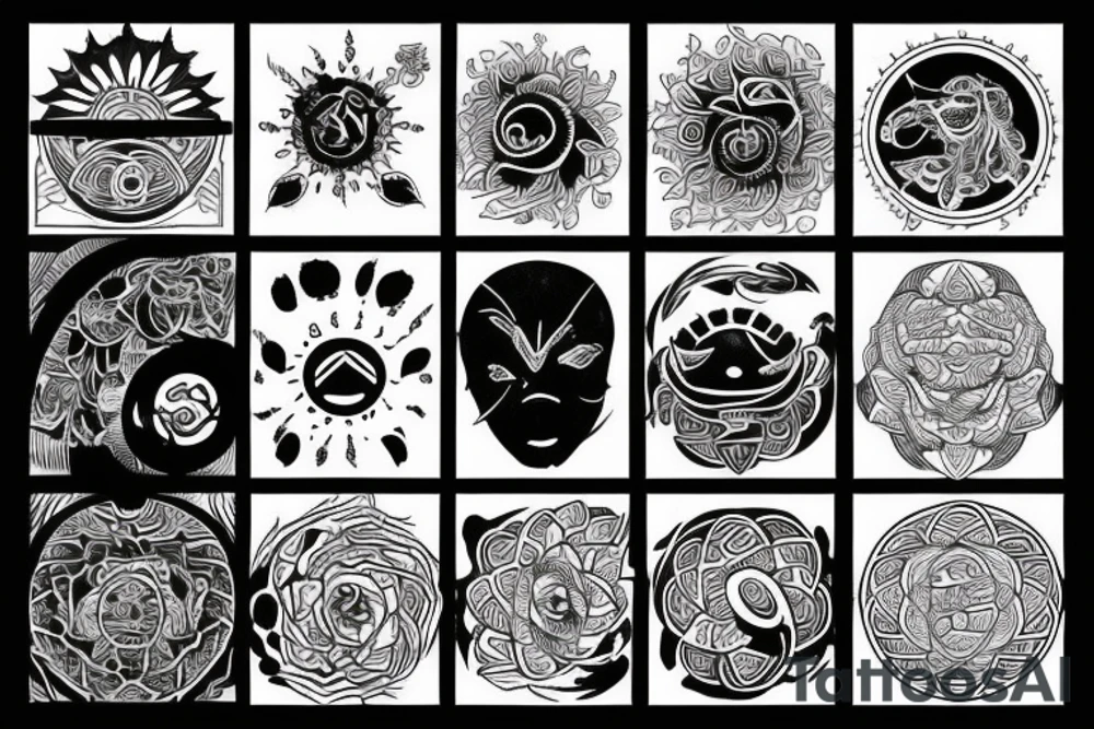Black sun tattoo idea