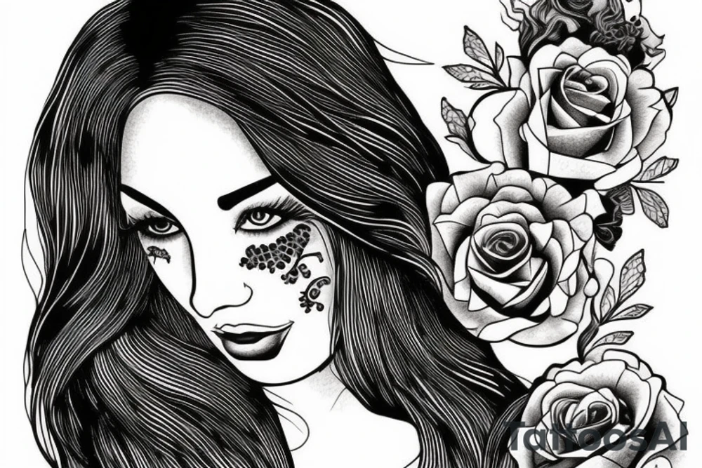 Young woman portrait tattoo idea