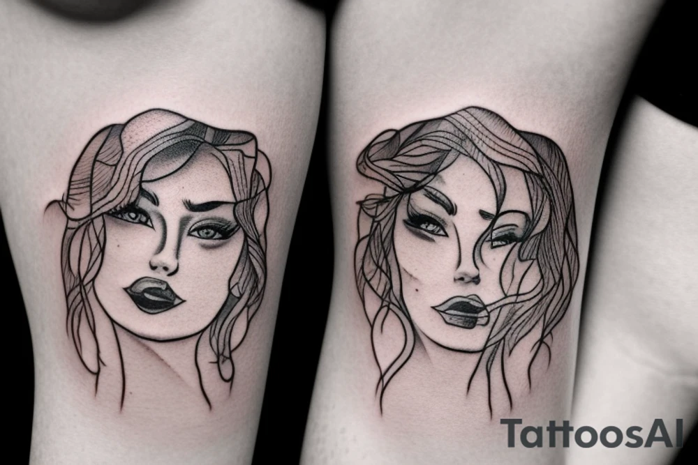 Young woman portrait tattoo idea